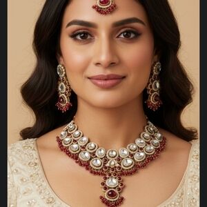Elegant Gold and Red Jewelry Set